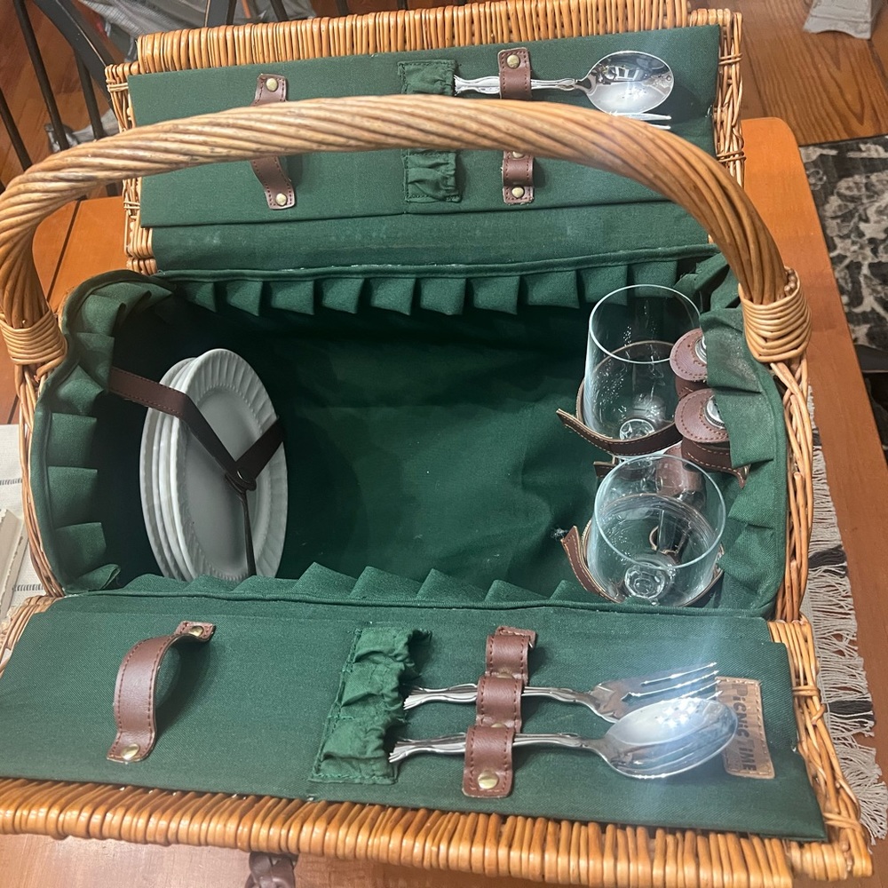 Antique Extra Large Rare Picnic Basket Vintage